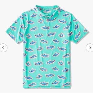 NWOT Chubbies Boys Performance Polo in The Apex Swimmers Hammerhead Sharks YXL